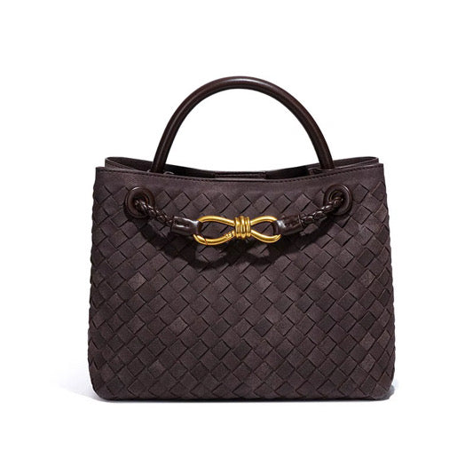 BORA BAG MEDIA - Borsa in vegan Suede Intrecciata a Mano