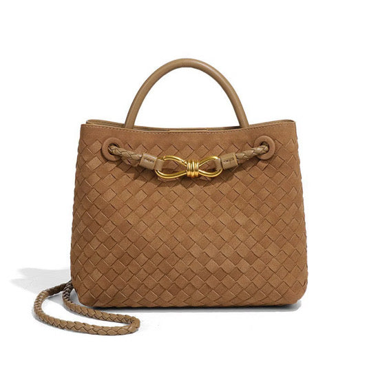 BORA BAG MEDIA - Borsa in vegan Suede Intrecciata a Mano
