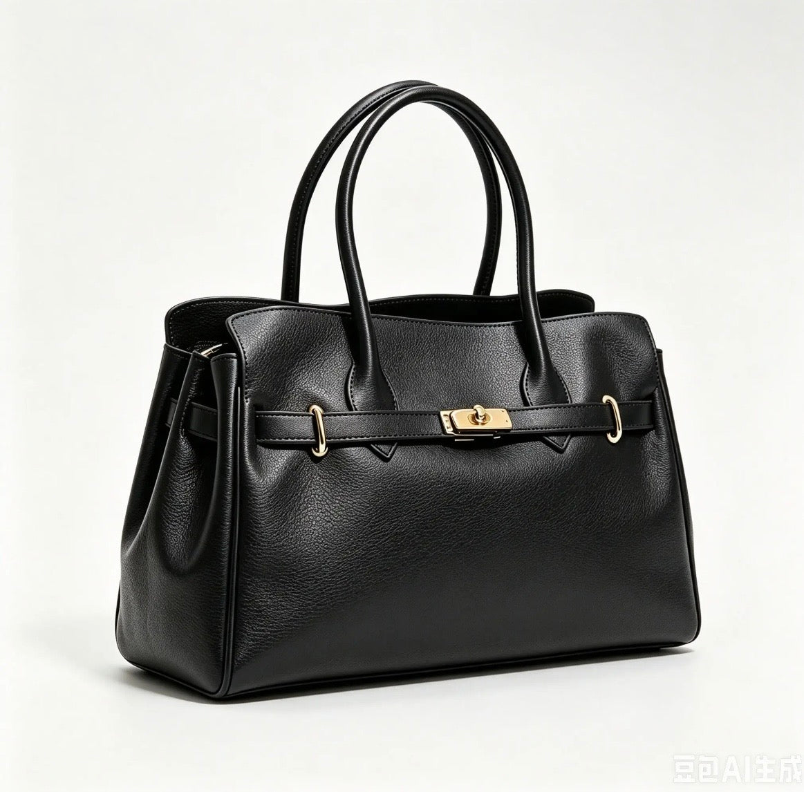 Classy Borsa Tote in Pelle Martellata con Dettagli Dorati
