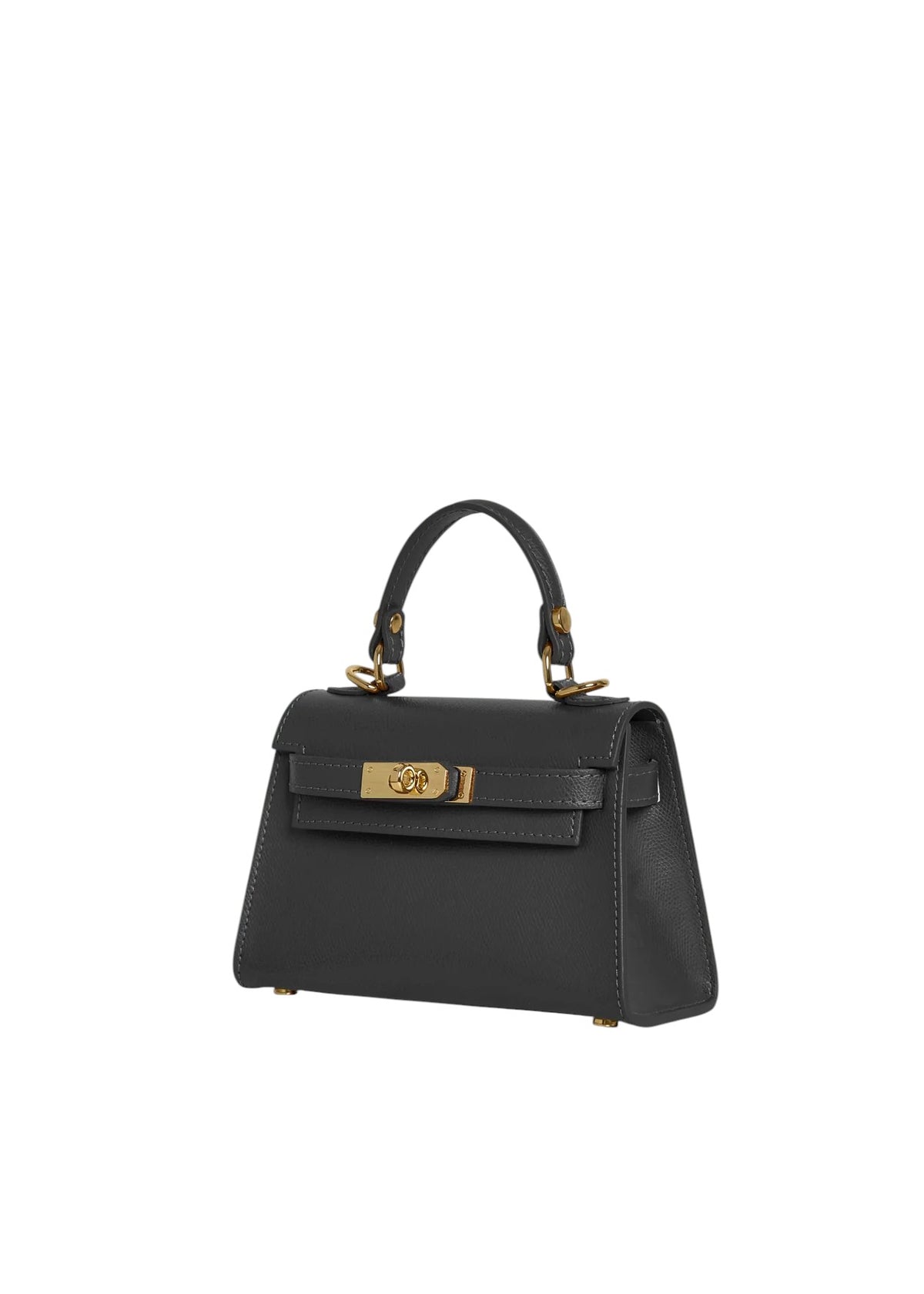 Lala Collection Lulù Bag Mini in black calf leather with gold-tone hardware, top handle, and adjustable strap.