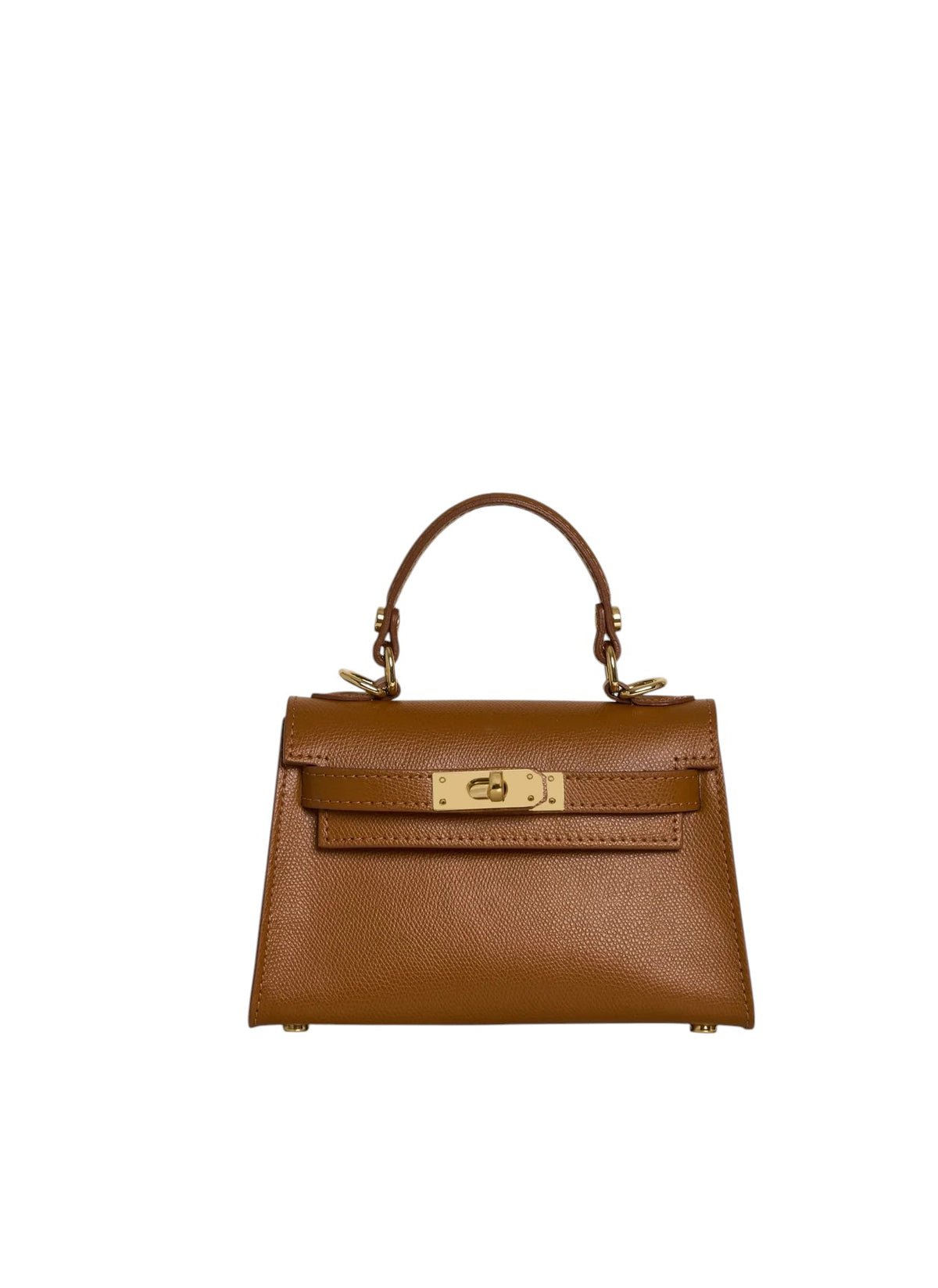Lala Collection Lulù Bag Mini in brown Epsom calf leather with gold-tone hardware and adjustable shoulder strap.