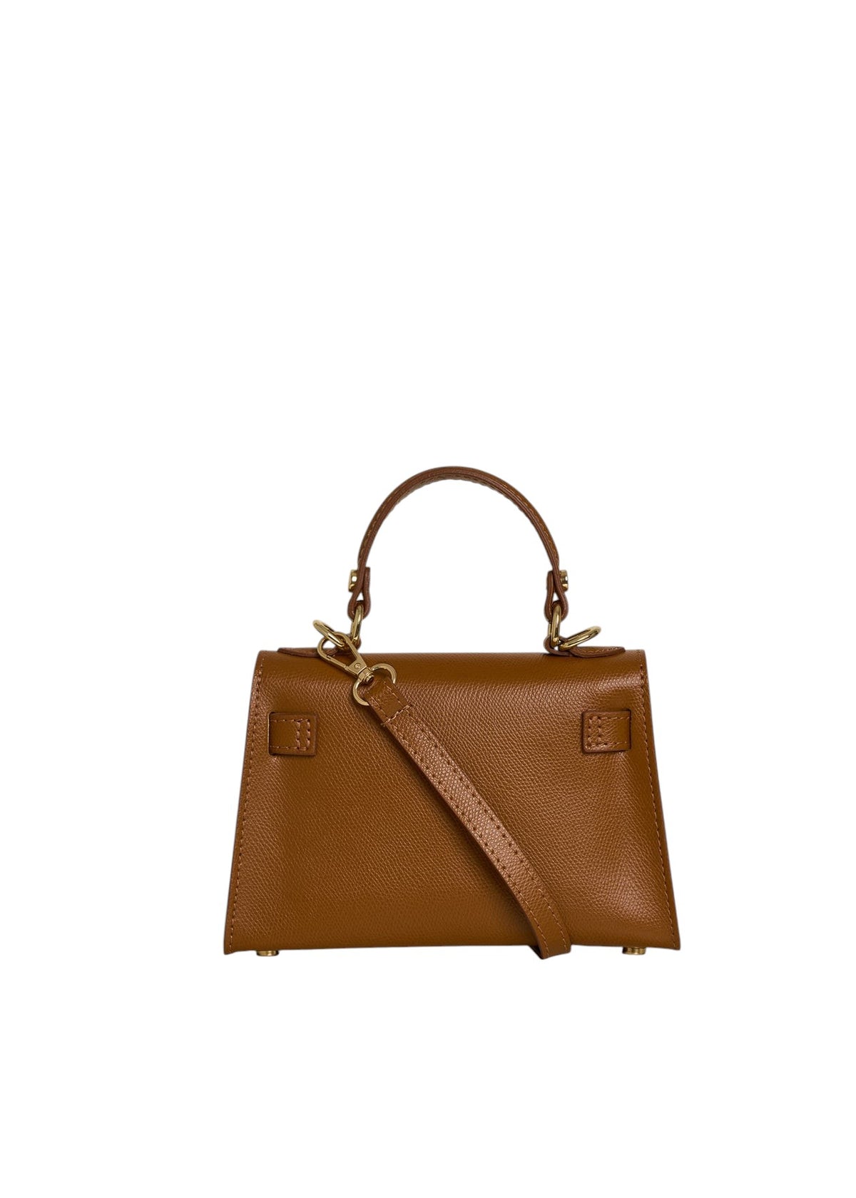 Lala Collection Lulù Bag Mini in brown Epsom calf leather with gold-tone hardware and adjustable shoulder strap.