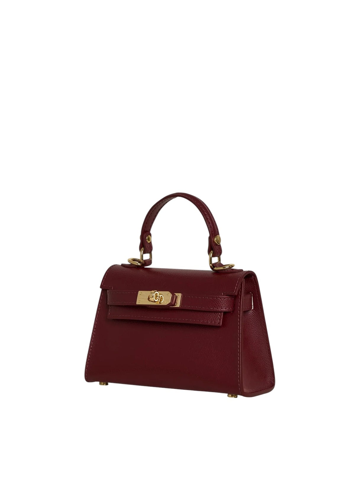 Lala Collection burgundy mini handbag in Epsom leather with gold-tone hardware and top handle