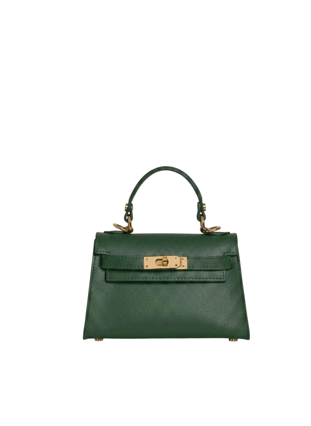 Lala Collection Lulù Bag Mini in green Epsom calf leather with gold-tone hardware and top handle.