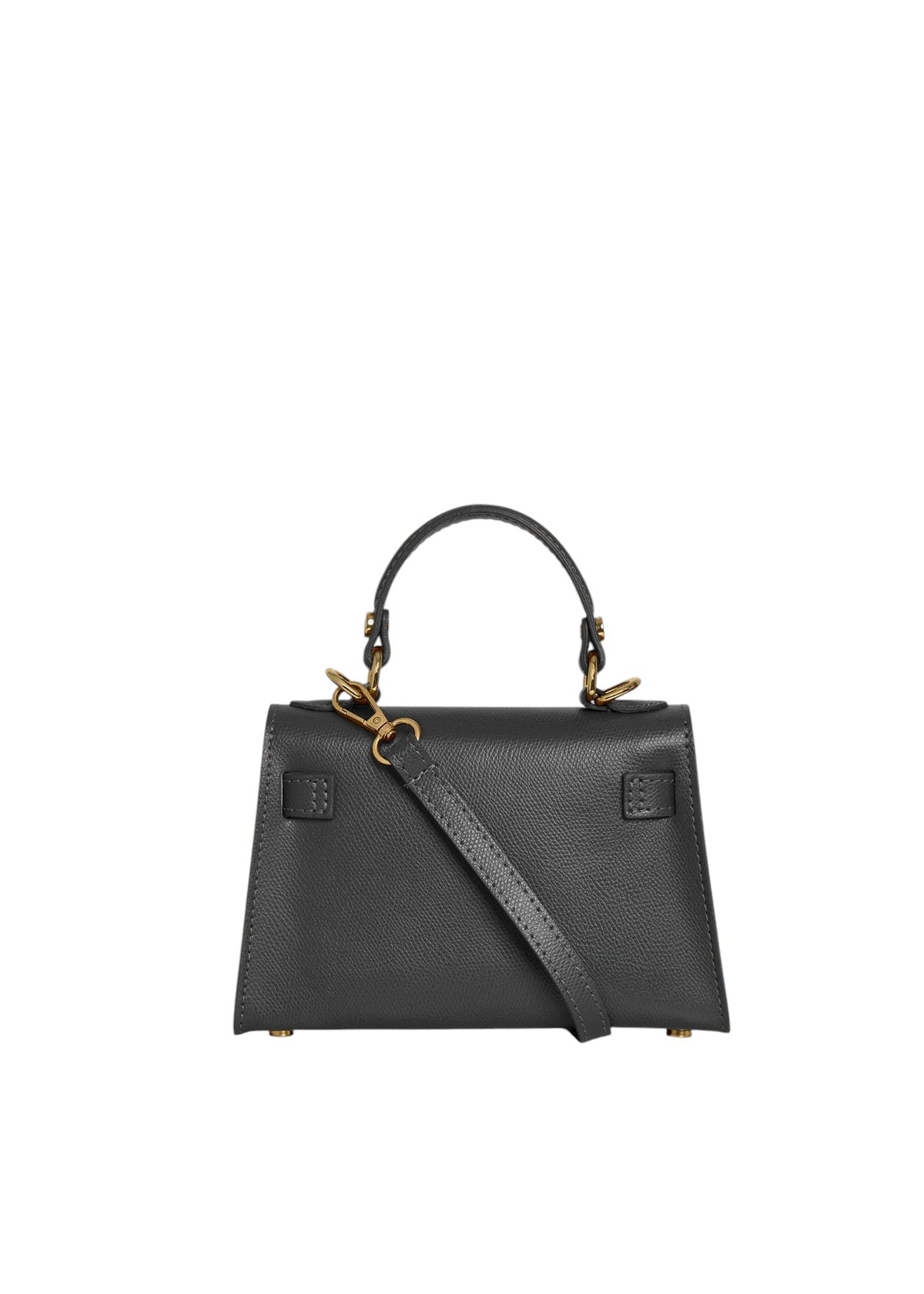 Lala Collection Lulù Bag Mini in black Epsom leather with gold-tone hardware, top handle, and adjustable strap.