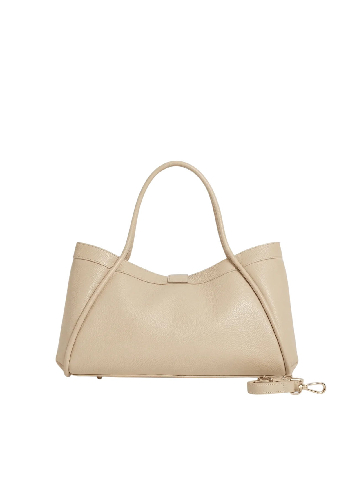 Lala Collection PAULINA beige Italian leather tote bag with gold hardware and shoulder straps