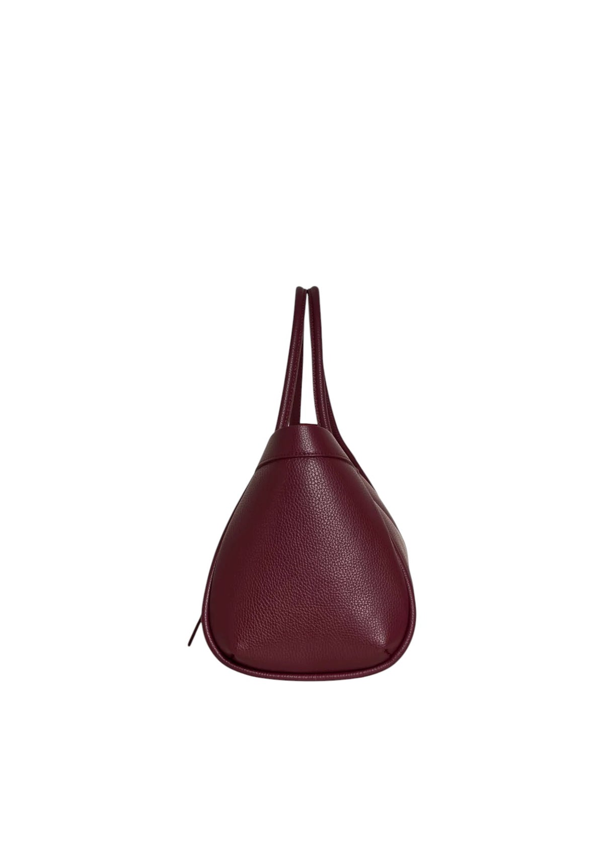 Lala Collection PAULINA burgundy Italian leather tote bag with a natural grain texture and shoulder straps